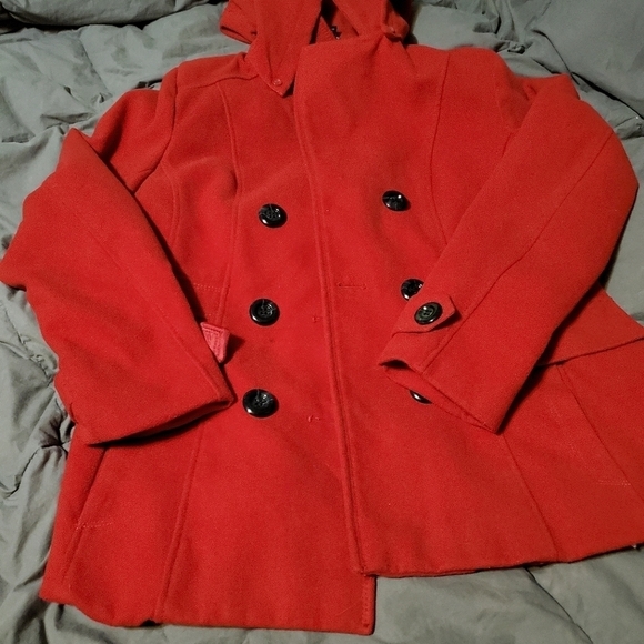 RED pea coat - Picture 3 of 5